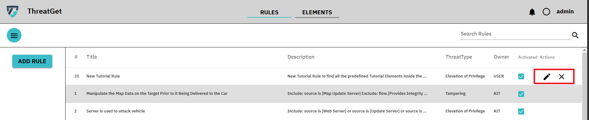 Rules overview screen new rule added