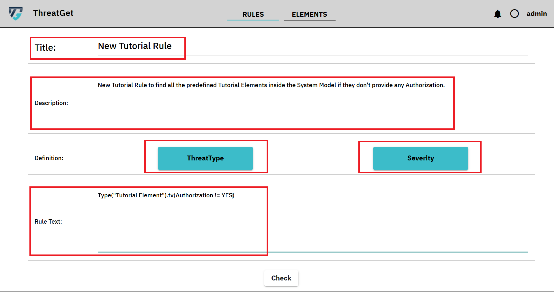 Rule Editor screen input fields marked