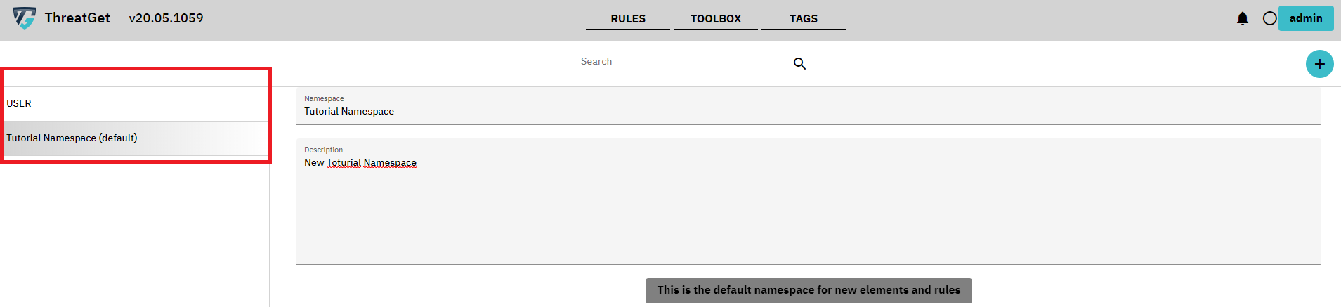 creating a new Namespace with a title and a description