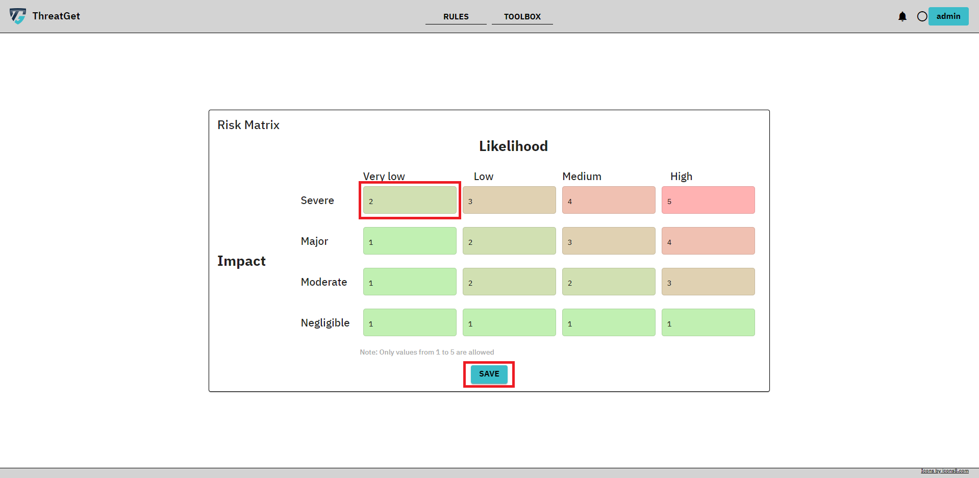 ThreatGet risk matrix changed