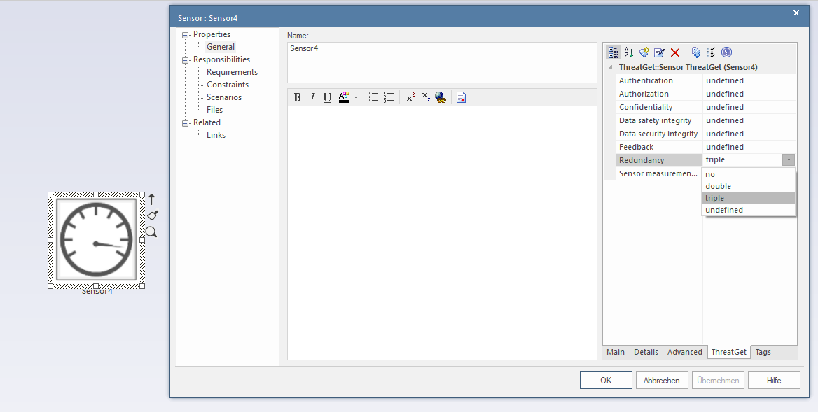 Enterprise Architect element tagged value dropdown selection