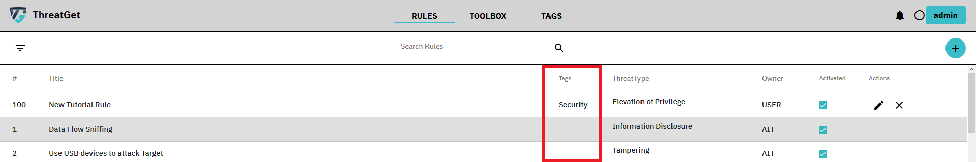 Rules overview screen new rule added