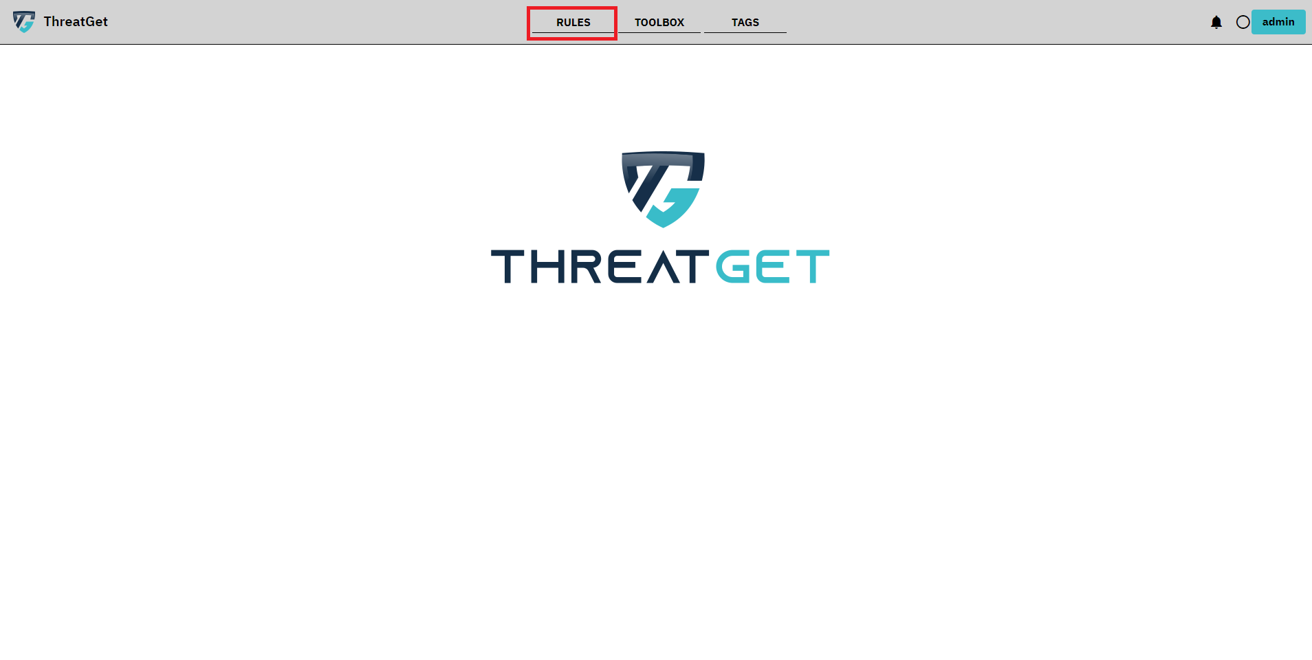 ThreatGet overview screen rules button marked