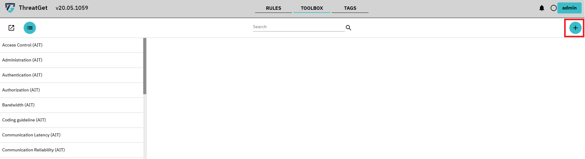 Tagged Value overview screen with marked Add button