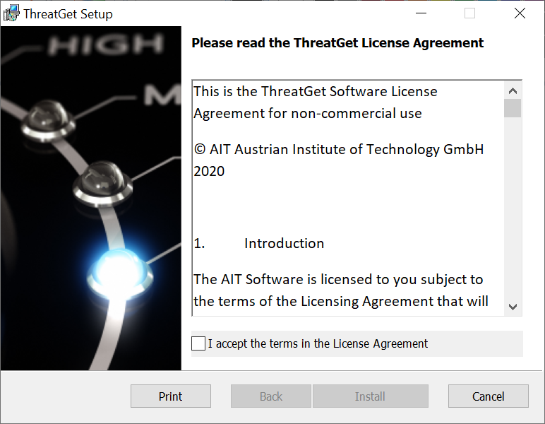 Installation window of ThreatGet