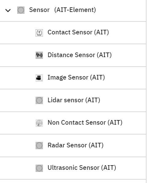 Sensor top element with sub categories