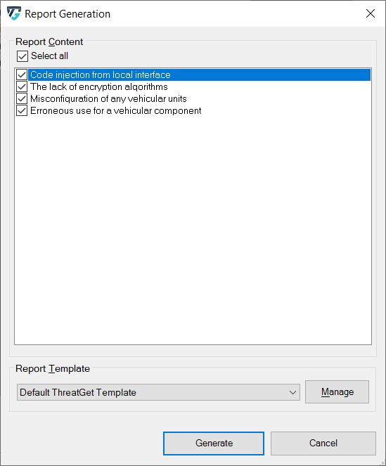 Select the Threats & the saving path