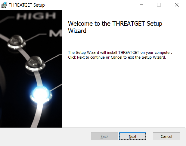 Installation window of THREATGET