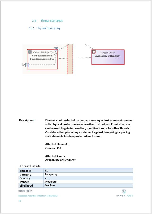 A detected Threat and its details in the THREATGET report