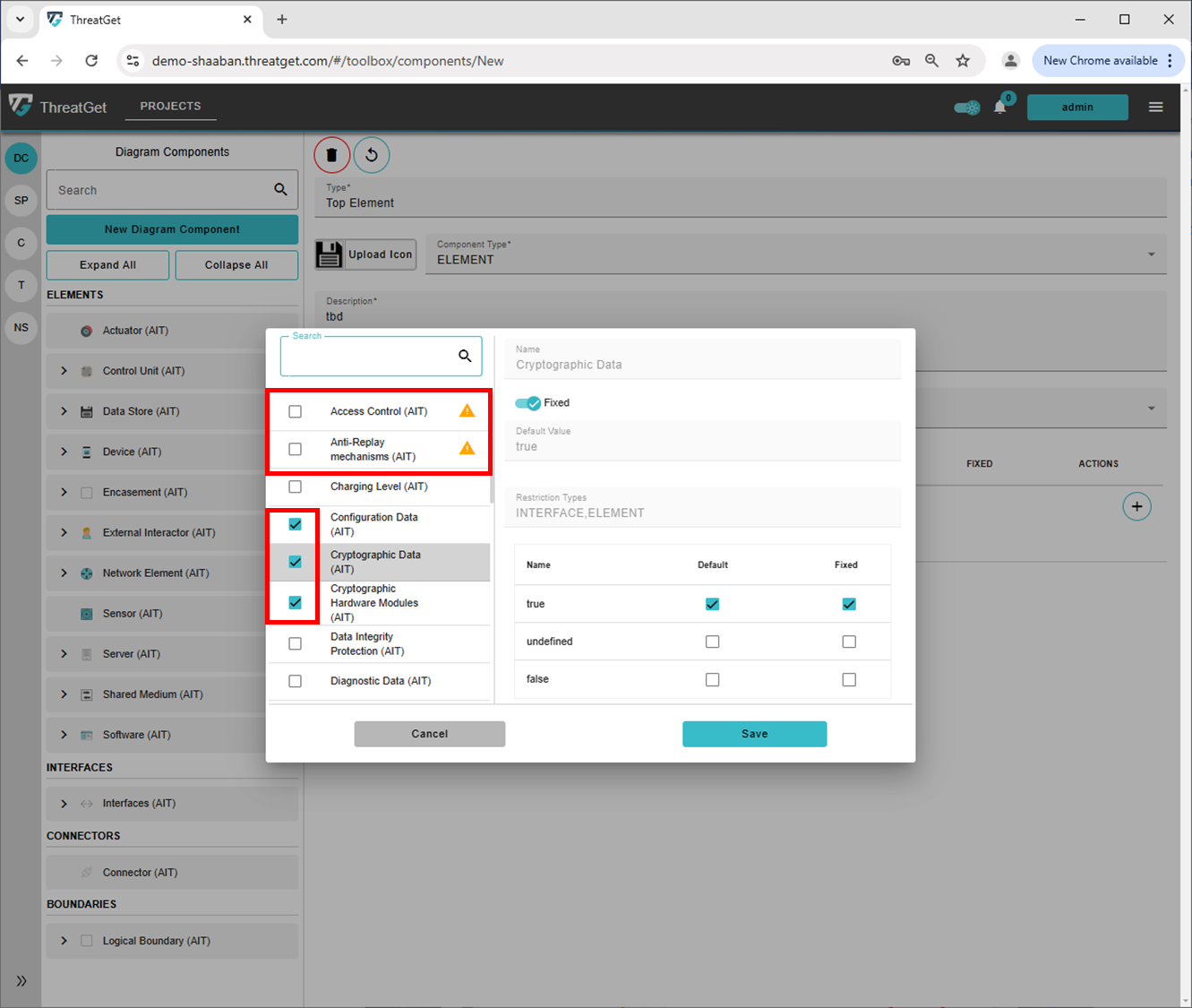 Tag Values New Element Component