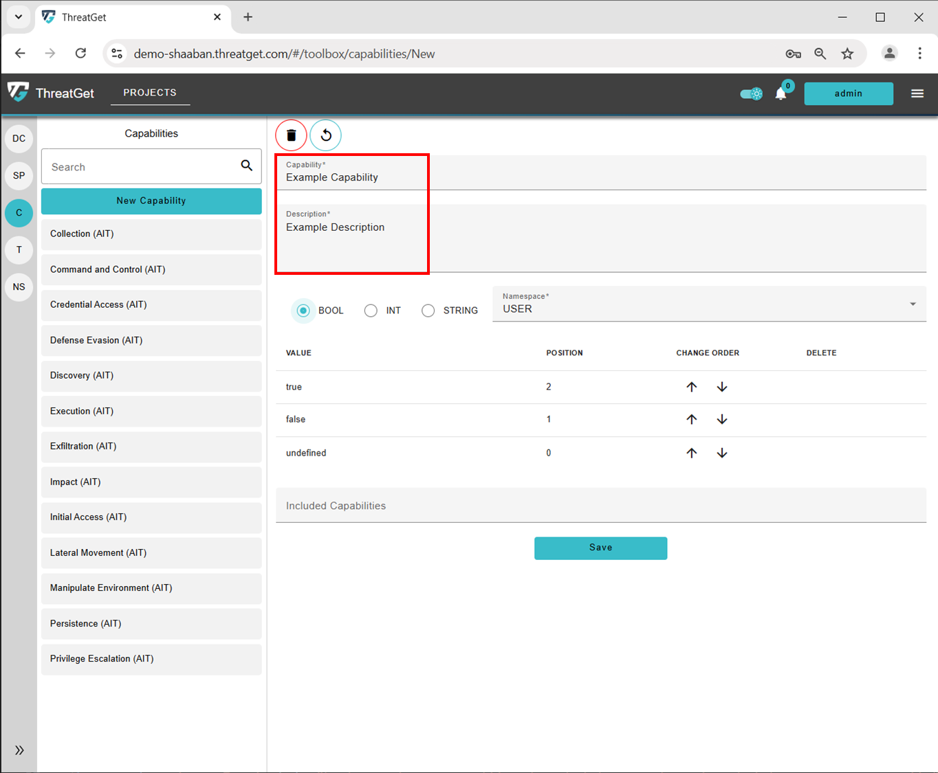 Name and Description for Capability