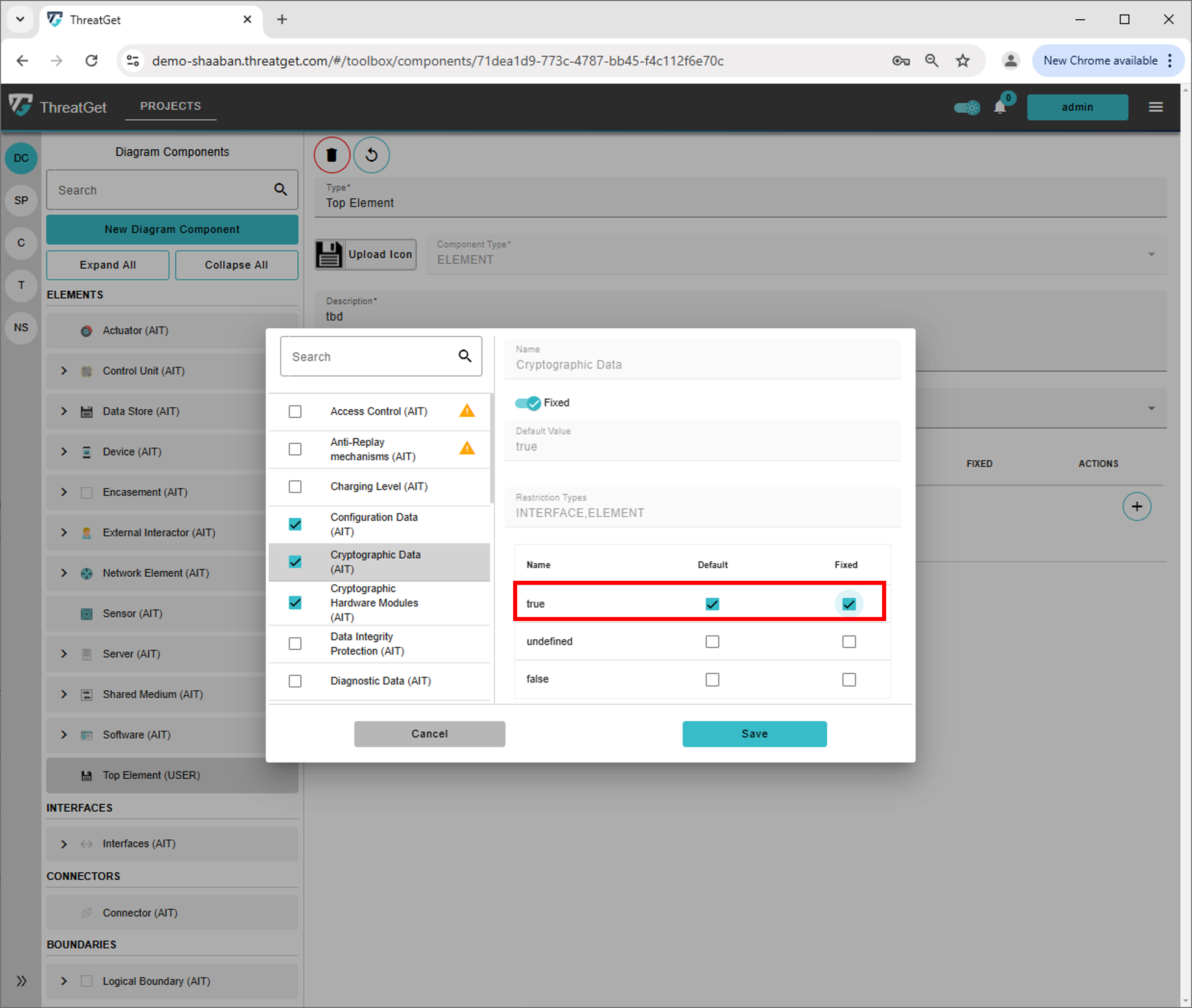 Fixed tagged value New Element Component