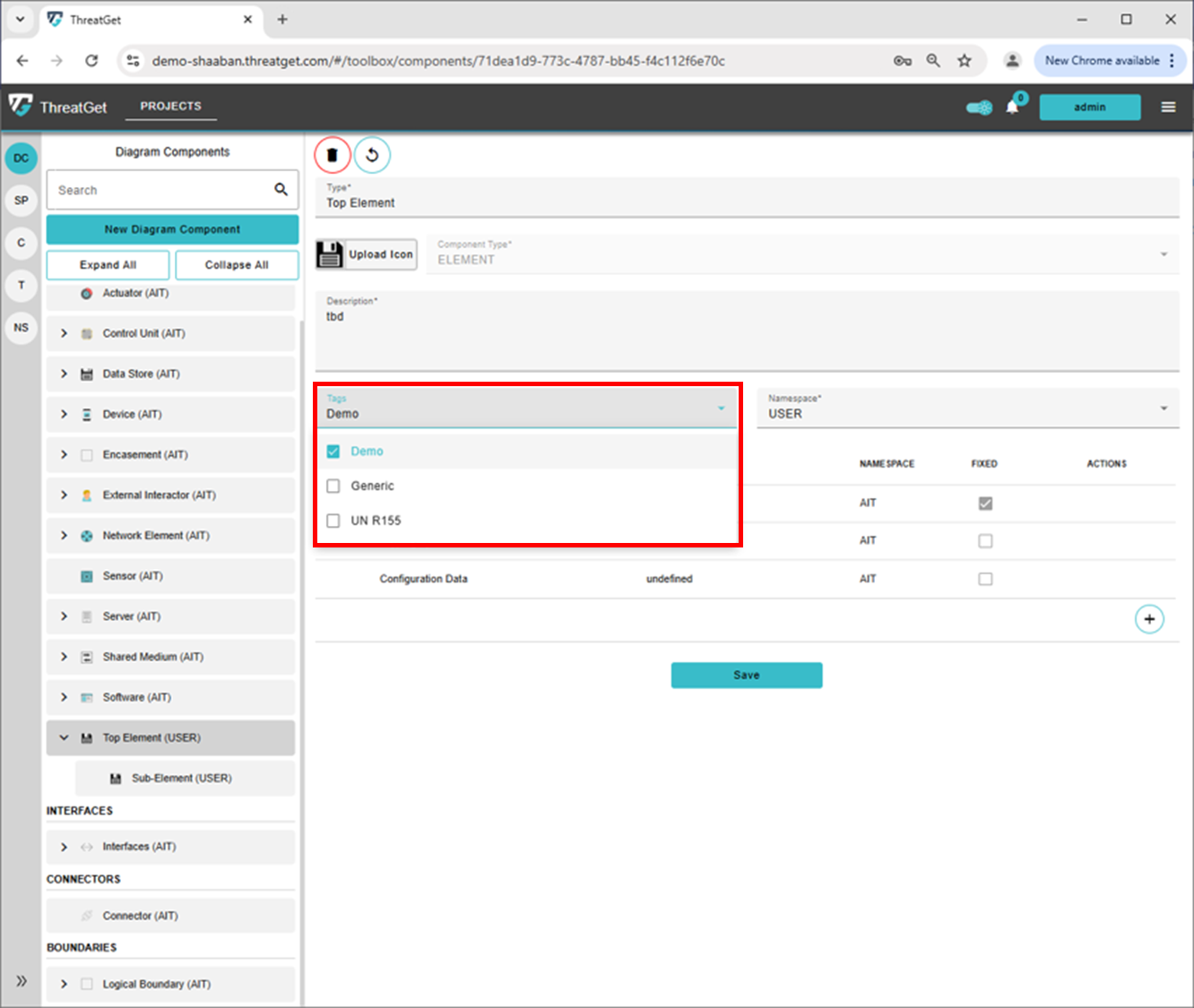 Tags for the new Element Component