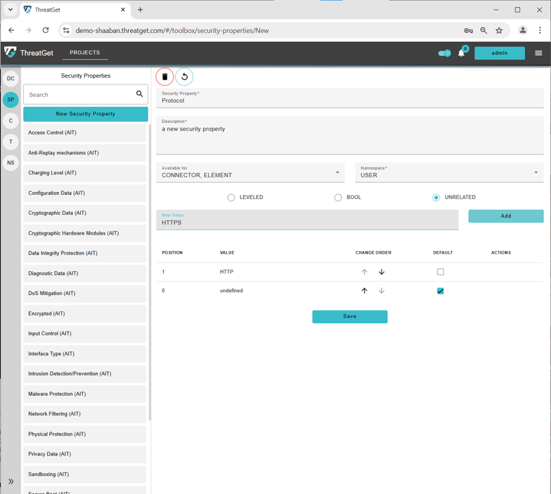 Add values to the Security Property