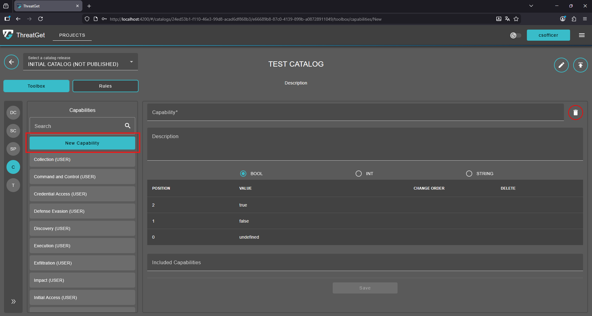Create New Capability