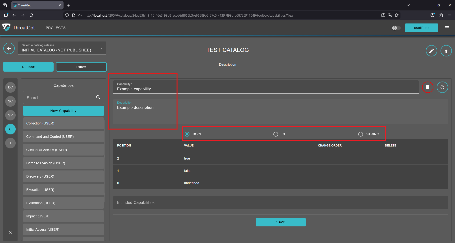 Name and Description for Capability