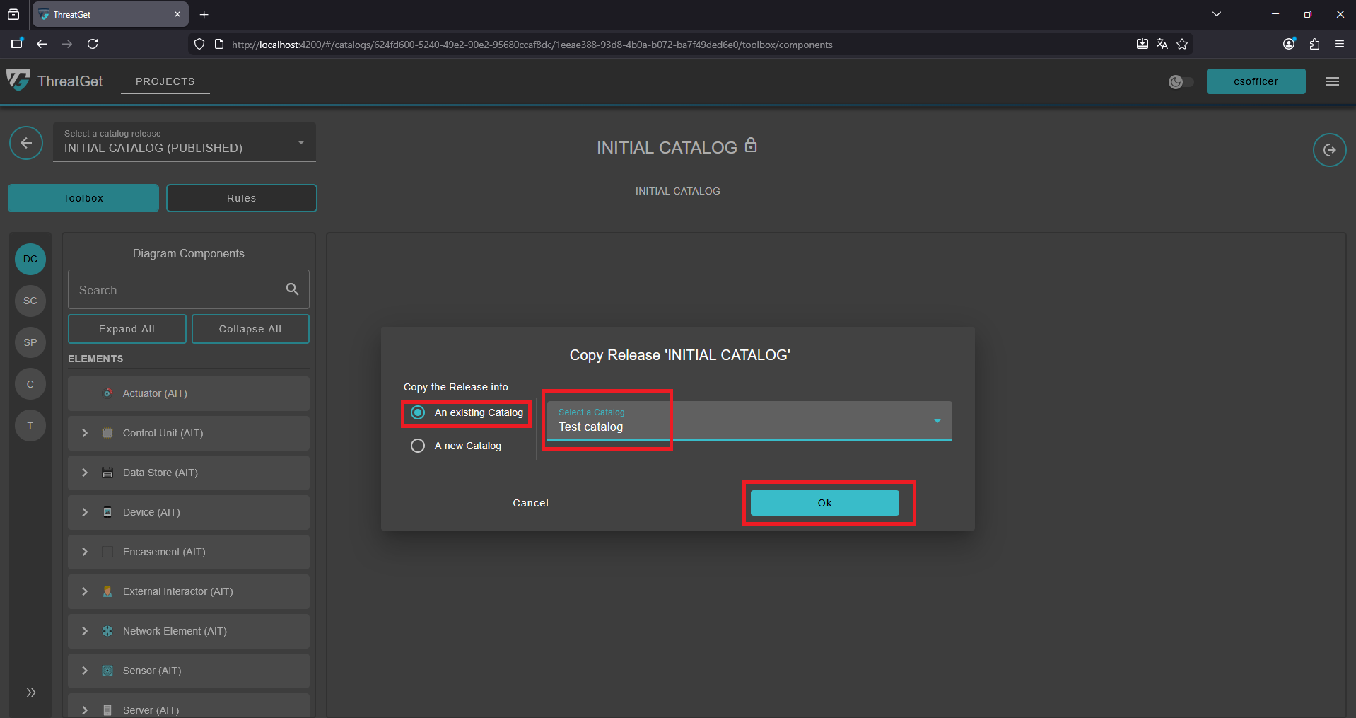 Copy to existing catalog