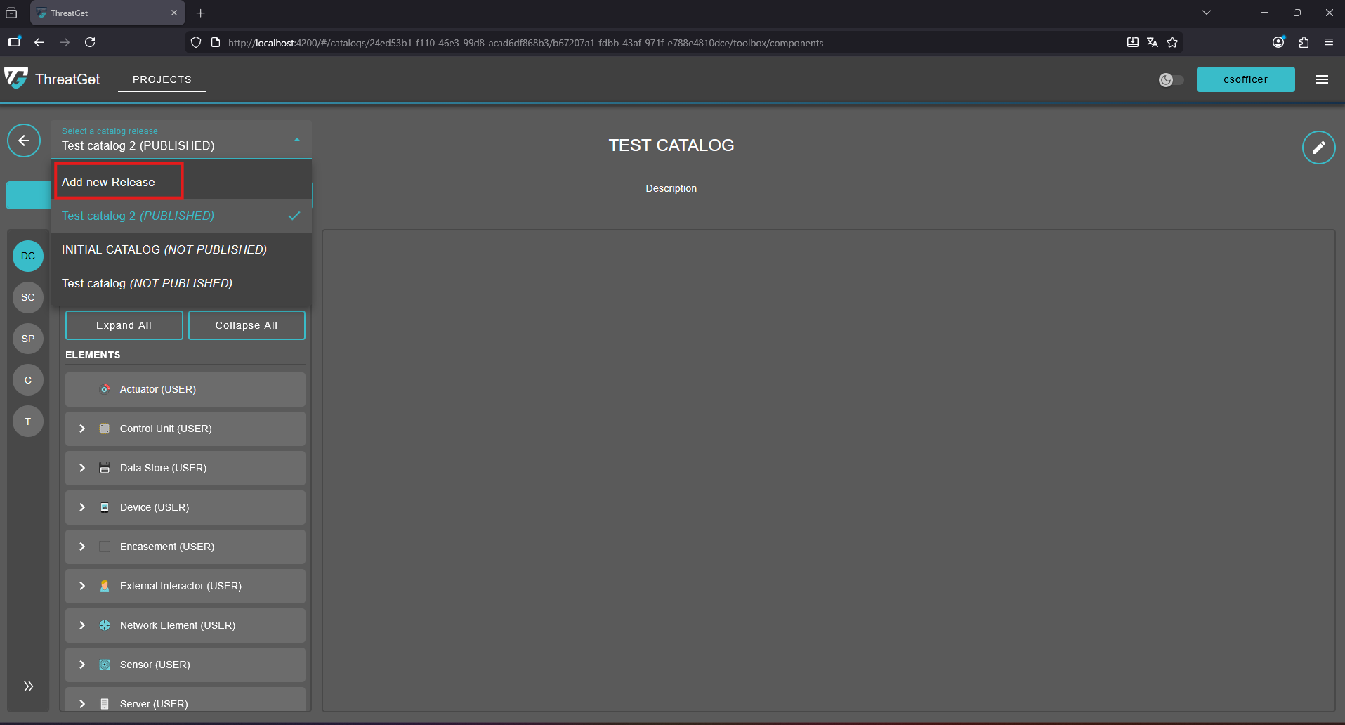Go to add new release