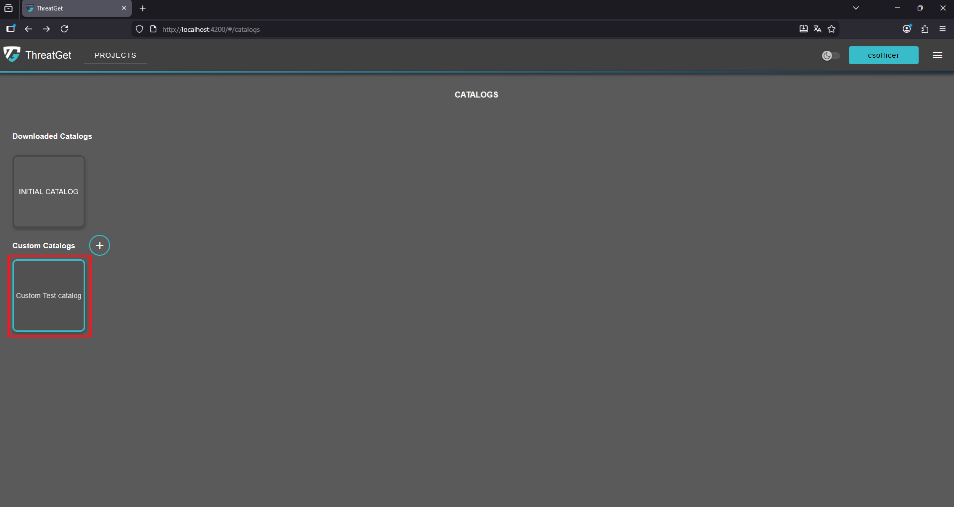 Go to custom catalog