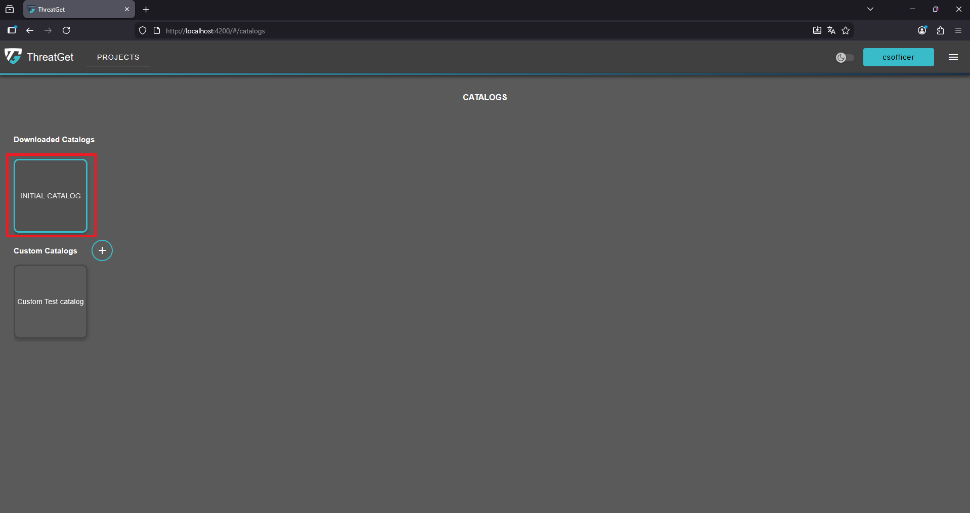 Go to initial catalog