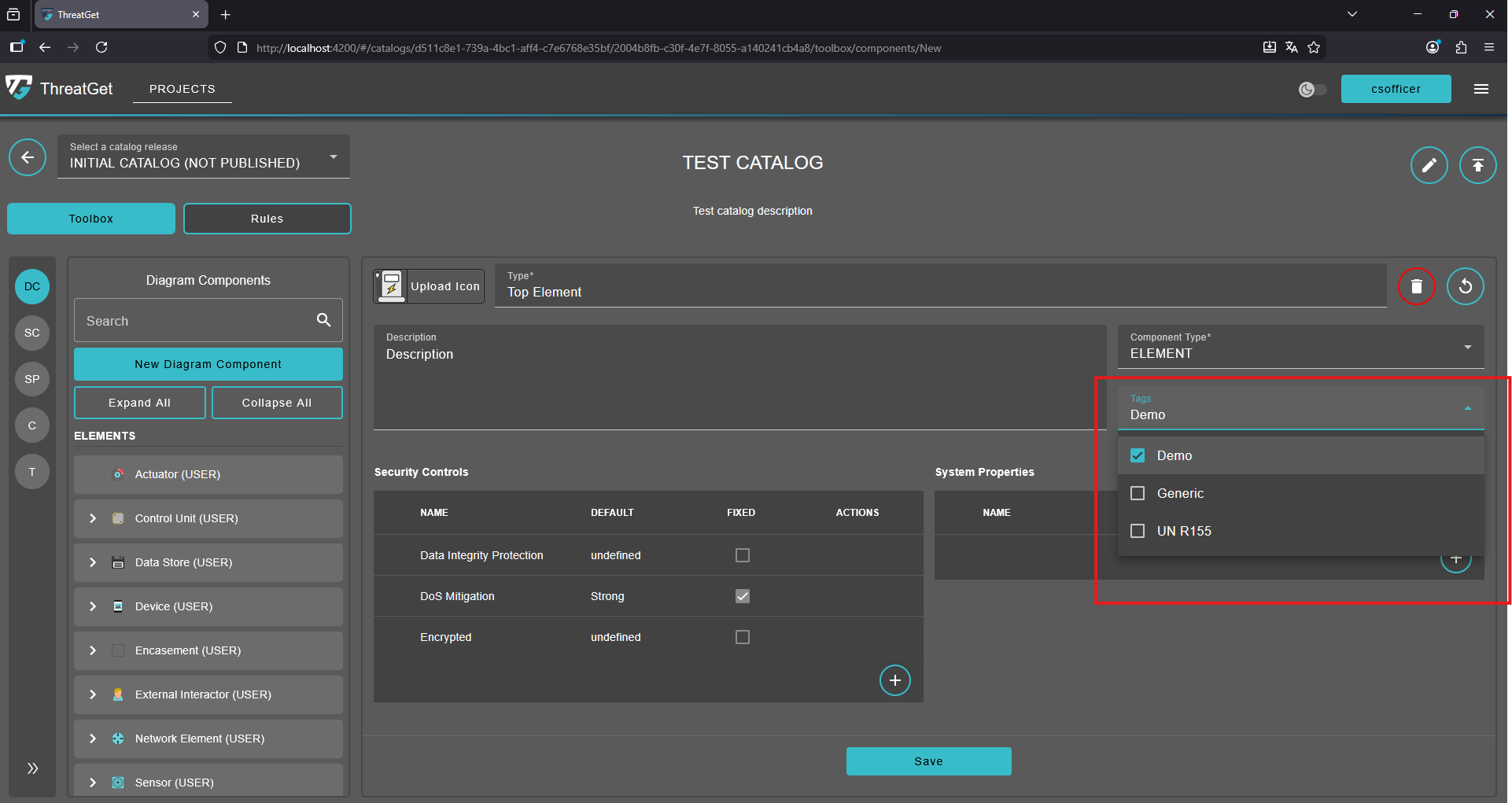 Tags for the new Element Component