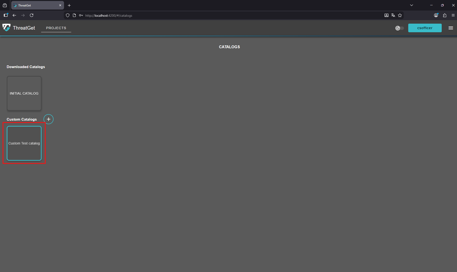 Select a custom catalog