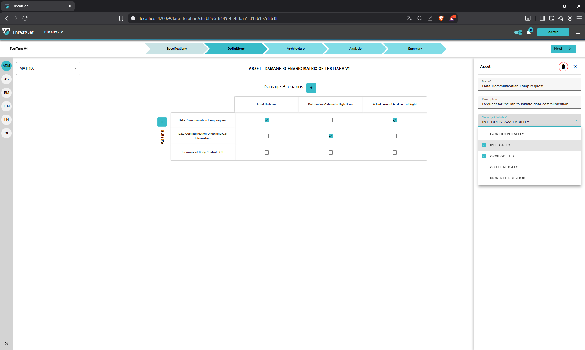 Asset with new security attributes