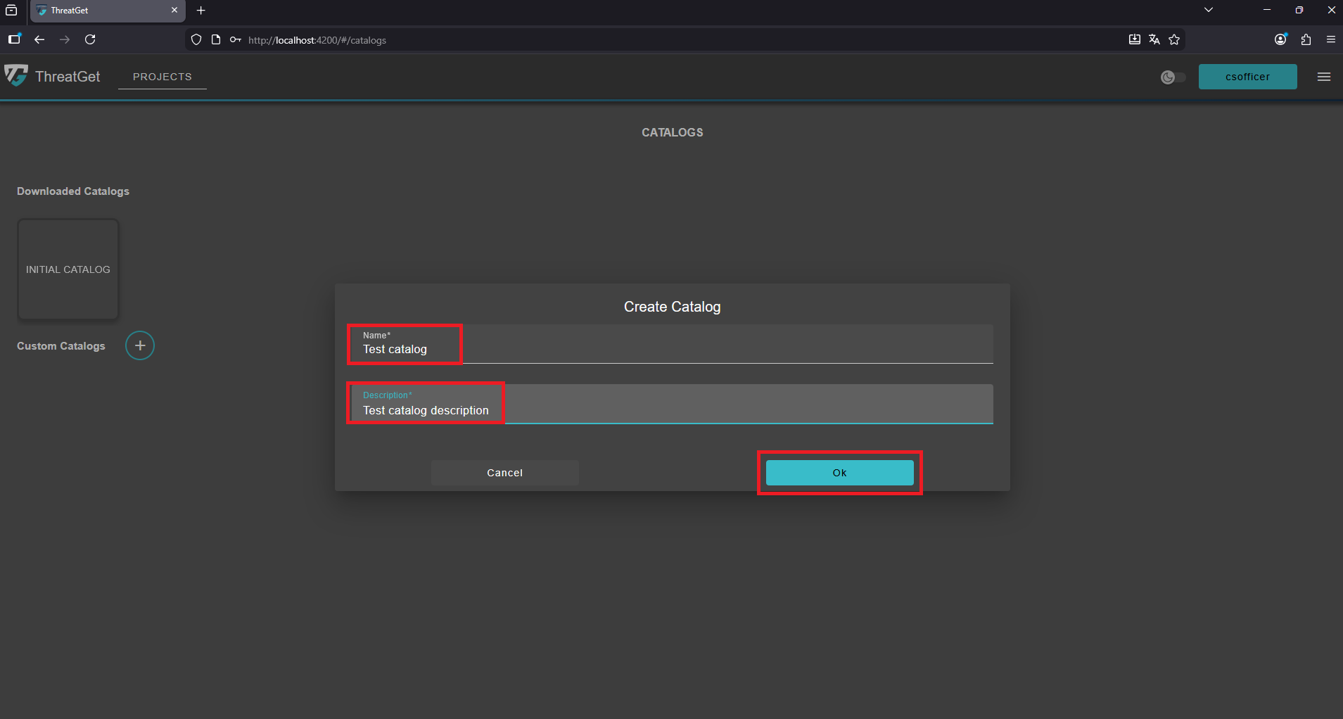 Create catalog