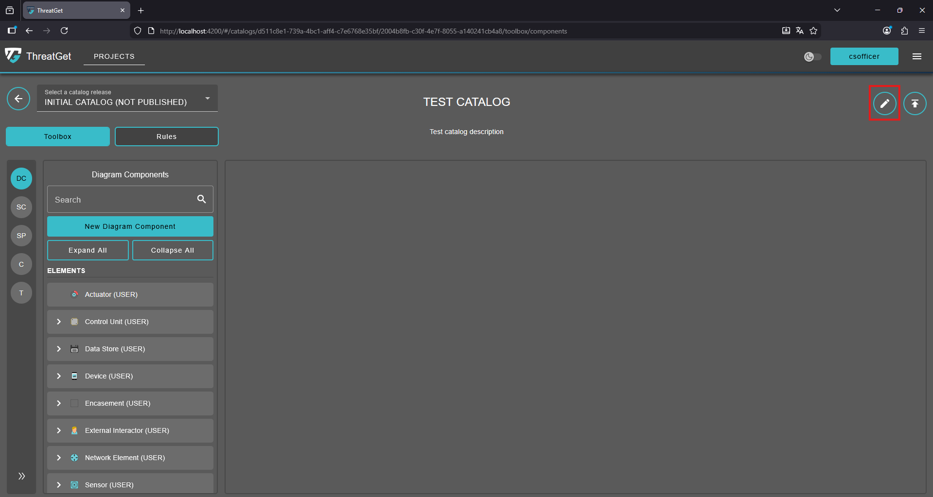 Go to edit catalog